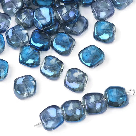 BBB 355 (c) Dark Blue Irregular Iridescent glass bead ( 1 pc ) Lampwork Bead