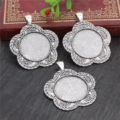 CB01C Flower Antique Cabochon pendant ( 1 pc ) tarnish resistant
