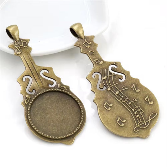 CB01D Guitar Antique Cabochon pendant ( 1 pc ) tarnish resistant
