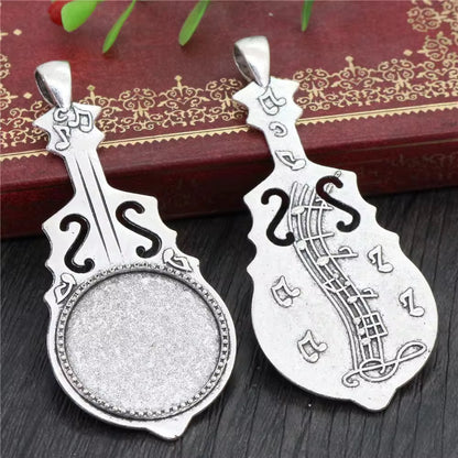 CB01D Guitar Antique Cabochon pendant ( 1 pc ) tarnish resistant