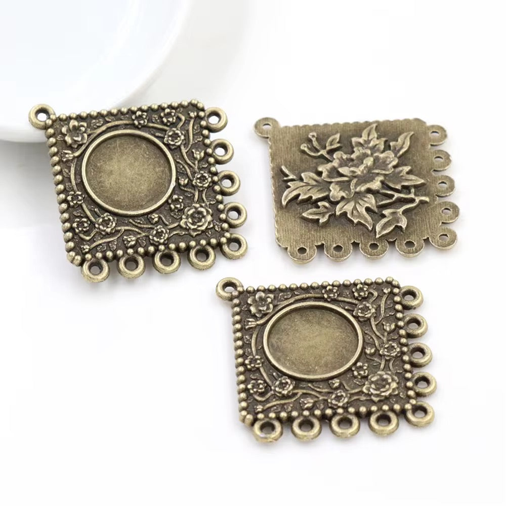 CB01E Square Antique Cabochon pendant ( 1 pc ) tarnish resistant