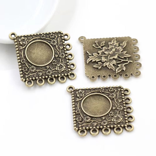 CB01E Square Antique Cabochon pendant ( 1 pc ) tarnish resistant