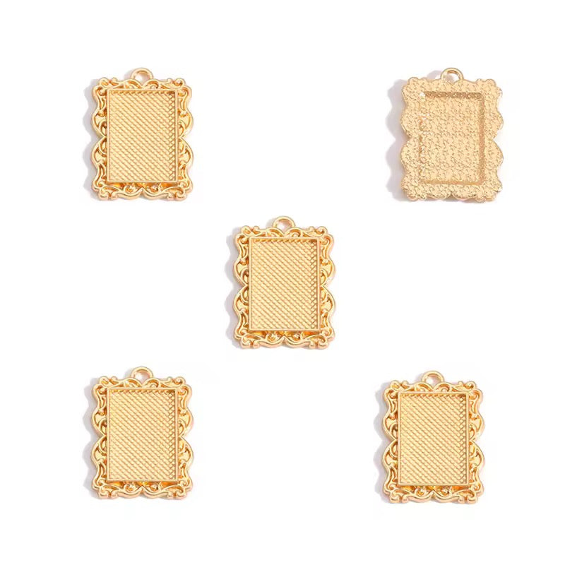 CB01F Rectangle Cabochon pendant ( 1 pc ) tarnish resistant