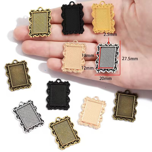 CB01F Rectangle Cabochon pendant ( 1 pc ) tarnish resistant