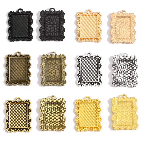 CB01F Rectangle Cabochon pendant ( 1 pc ) tarnish resistant