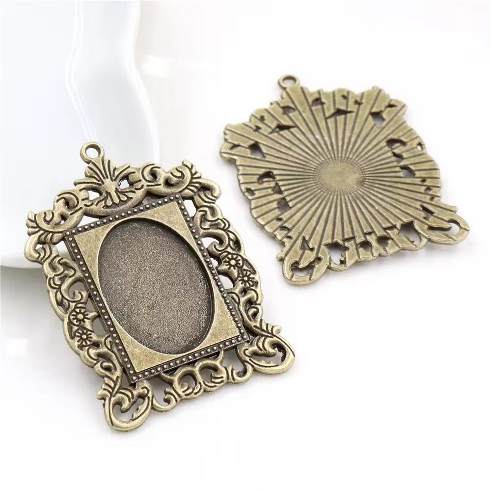 CB01G Rectangle Cabochon pendant ( 1 pc ) tarnish resistant
