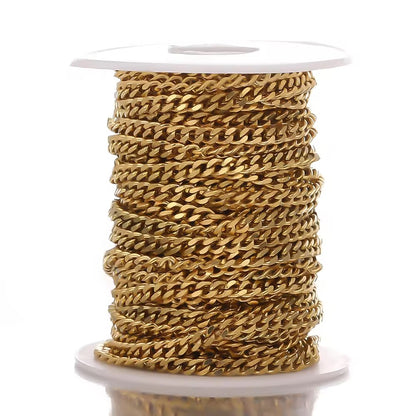 CN 265 Wide press thick 18k gold PVD plated 316 Stainless steel chain ( 1 feet ) Anti tarnish ( 4.5 mm )
