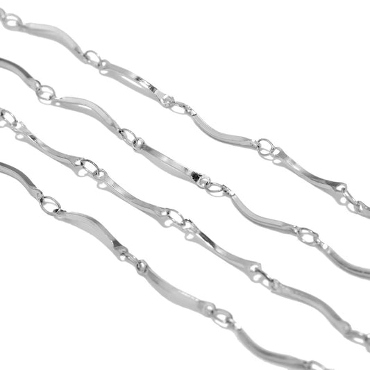 CN 53 Bend chain Silver Plated Stainless steel chain ( 1 feet ) Anti tarnish