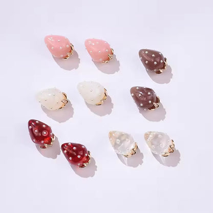 GPC01C Clear Transparent strawberry gold plated charm ( 1 pc ) Anti tarnish