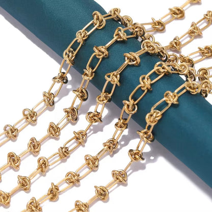 DIYS95 Chunky knot 18k Gold PVD Plated Stainless steel chain ( 1 feet ) Anti tarnish
