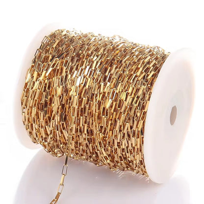 DIYS45 Box link Chain 18k Gold Stainless steel ( 1 feet ) Anti tarnish