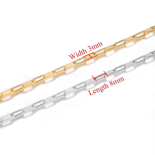 CN 59 Box link Chain 18k Gold Stainless steel ( 1 feet ) Anti tarnish