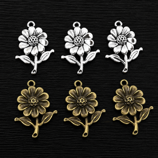 MC01J Sunflower Metal Charm ( 1 pc ) High Quality Shine