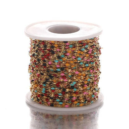 DIYS232 Multicolour Drop oil lip chain ( 1 feet ) 18k PVD