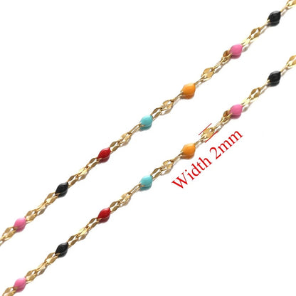 DIYS232 Multicolour Drop oil lip chain ( 1 feet ) 18k PVD