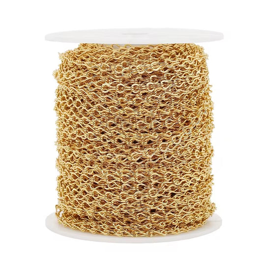 DIYS304 Embossed Hook Link Chain ( 1 feet ) 18k gold PVD