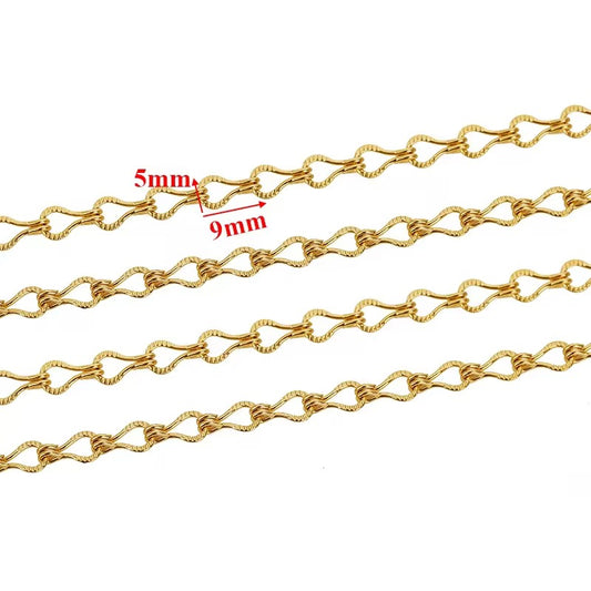 DIYS305 Embossed Hook Link Chain ( 1 feet ) Silver PVD