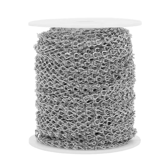 DIYS305 Embossed Hook Link Chain ( 1 feet ) Silver PVD