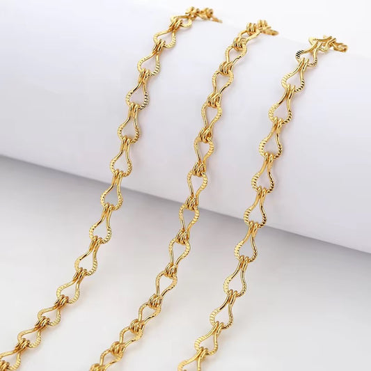 DIYS304 Embossed Hook Link Chain ( 1 feet ) 18k gold PVD