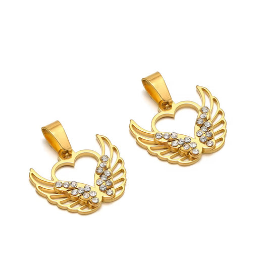 SS 3129 Wings Charm 18k gold PVD plated 316 Stainless steel ( 1 pc ) Anti tarnish ( 21 mm )