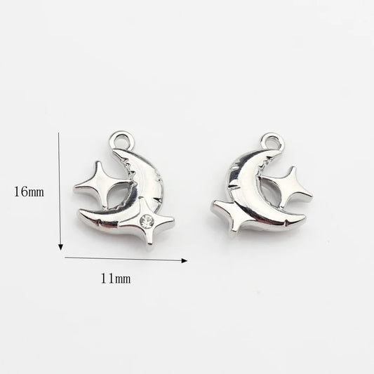 SS 1205 Moon silver plated  alloy charm ( 1 pc ) tarnish resistant ( 16:11 mm )