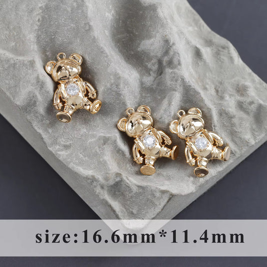 GP 2298 Bear Zircon charm 18k gold plated ( 1 pc ) - anti tarnish