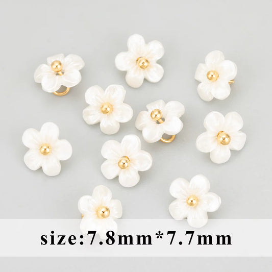 CZ 2307 Pearl flower charm 18k gold plated ( 1 pc ) - anti tarnish