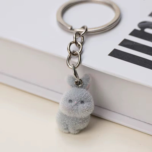 BBB 267 (a) Grey Bunny Fur 3D Flocking Resin charm ( 1 pc ) with Hook ( no keyring ) ( 95 mm )
