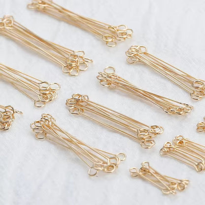 SS 2310  dual side eye pin connector 18k gold plated ( 2 pc ) - anti tarnish