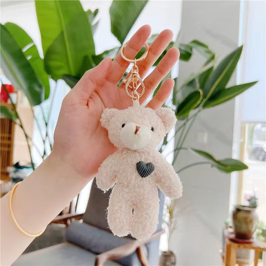 Teddy doll with Green Heart Cute 3D Plush Toy Keychain ( 1 pc ) ( 14:6 cm )
