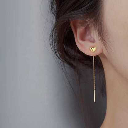 ESJ32B Heart Threader Earrings Minimalistic 18k Gold Pvd plated