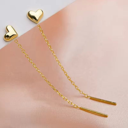ESJ32B Heart Threader Earrings Minimalistic 18k Gold Pvd plated