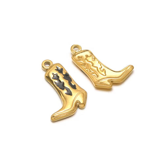 SS 2901  Black Boots 18K Gold plated stainless steel ( 1 piece ) Anti tarnish ( 20:14 mm )
