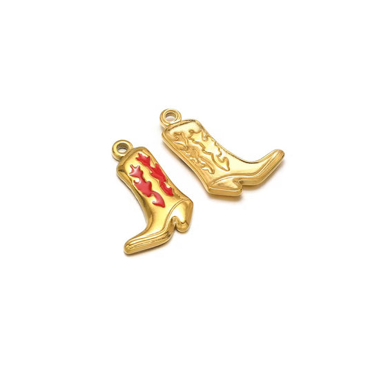 SS 2900 Red Boots 18K Gold plated stainless steel ( 1 piece ) Anti tarnish ( 20:14 mm )
