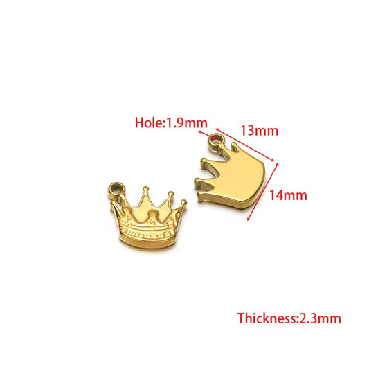 SS 2904 Crown Charm 18K Gold plated stainless steel ( 1 piece ) Anti tarnish