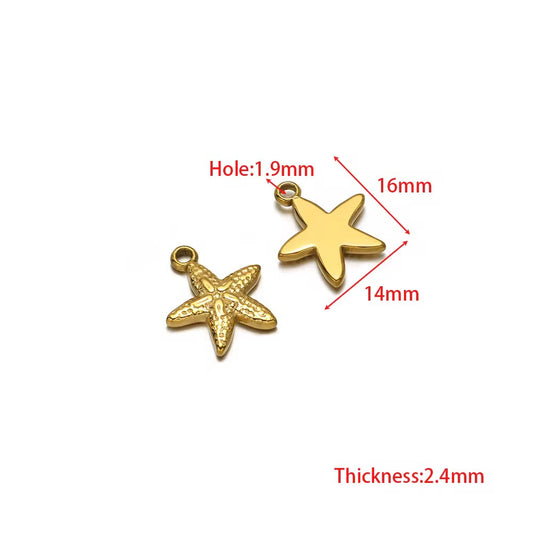 SS 2906 Star Fish Charm 18K Gold plated stainless steel ( 1 piece ) Anti tarnish