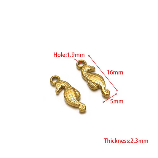 SS 2907 Sea Horse Charm 18K Gold plated stainless steel ( 1 piece ) Anti tarnish