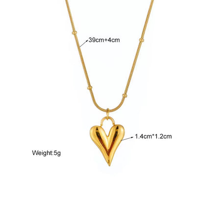 SJ 109 Heart bead chain Necklace - 18k PVD Plated stainless steel - Anti tarnish