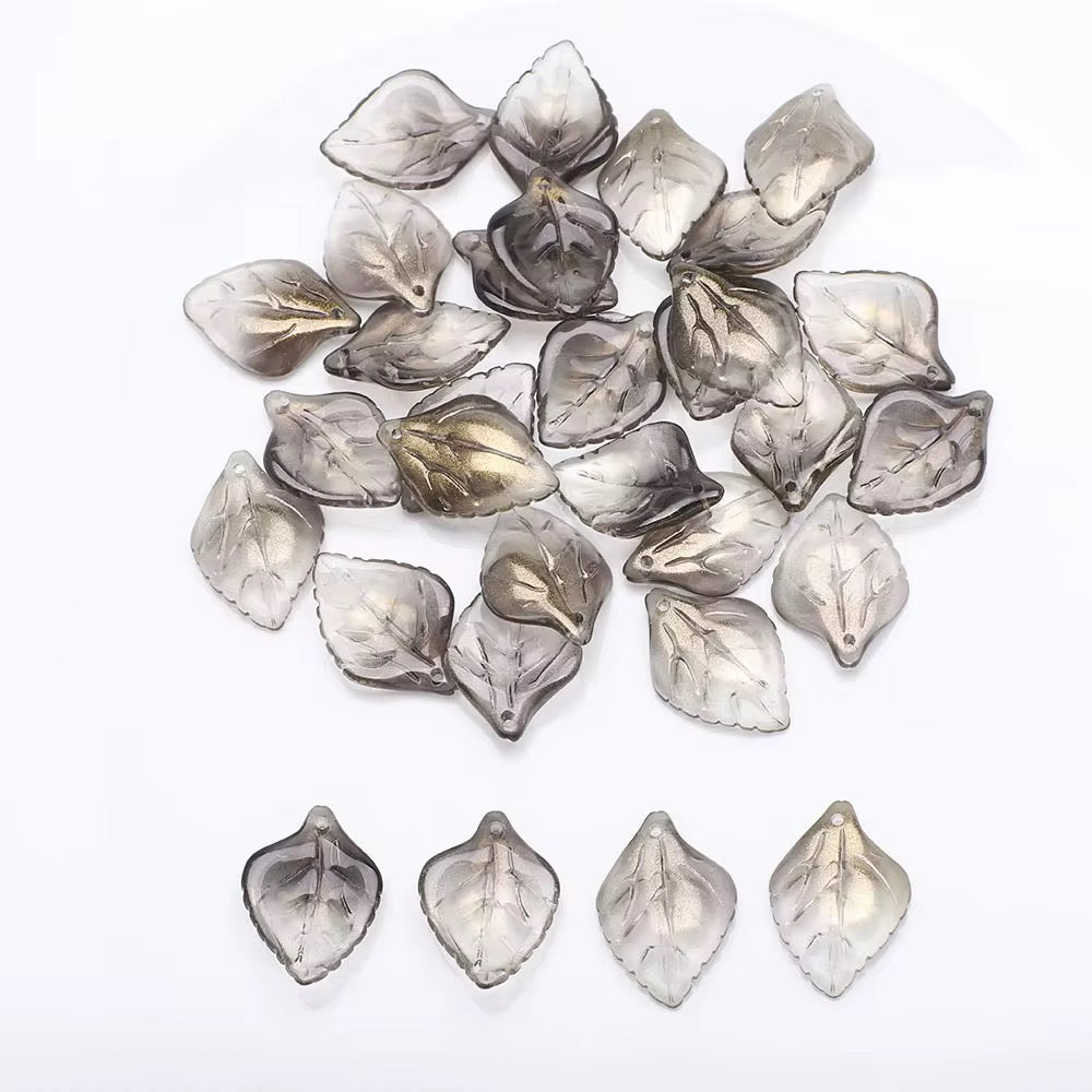 BBB 209 (d) Golden Black Gradient Ovate Leaf glass bead ( 1 pc ) ( 16:23 mm )