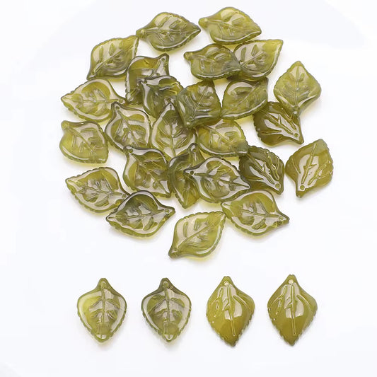 BBB 209 (b) Olive Green Gradient Ovate Leaf glass bead ( 1 pc ) ( 16:23 mm )