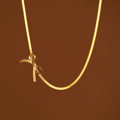 NSJ01F Bow snake chain Necklace - 18k Gold PVD Plated 316 stainless steel - Anti tarnish