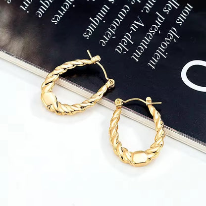 ESJ14D Vintage style hoop Earrings - 18k gold PVD Plated 316 stainless steel - Anti tarnish