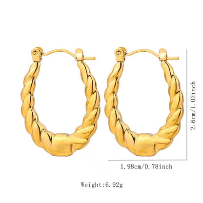 ESJ14D Vintage style hoop Earrings - 18k gold PVD Plated 316 stainless steel - Anti tarnish