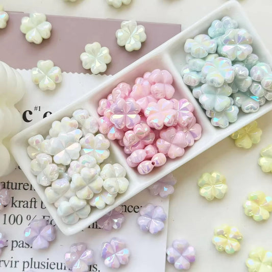 BBB 021 Heart Flower pixel shiny luminous Acrylic bead ( 1 pc )