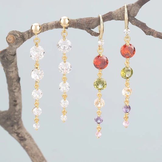 CZ 2319 Colourful drop Zircon charm 18k gold plated ( 1 pc ) - anti tarnish