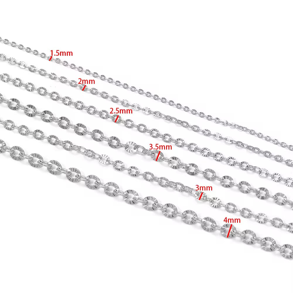 CN 385 Sunflower O shape Chain Silver PVD plated 316 Stainless steel ( 1 feet ) Anti tarnish