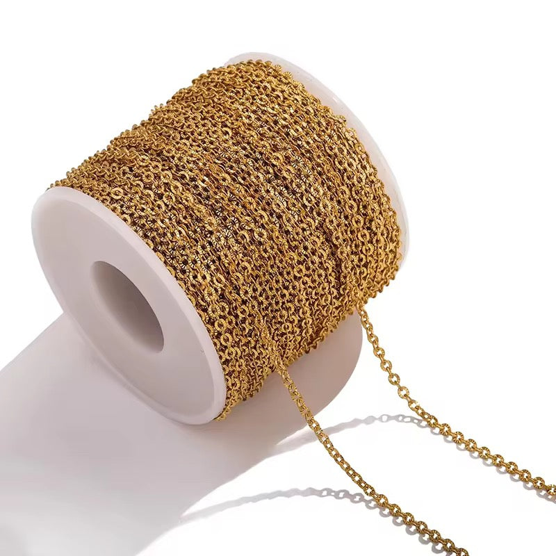 CN 384 Sunflower O shape Chain 18k Gold PVD plated 316 Stainless steel ( 1 feet ) Anti tarnish ( 2 mm )