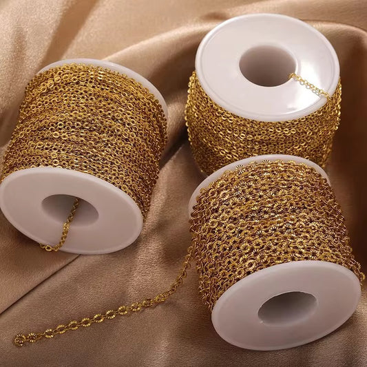 CN 384 Sunflower O shape Chain 18k Gold PVD plated 316 Stainless steel ( 1 feet ) Anti tarnish