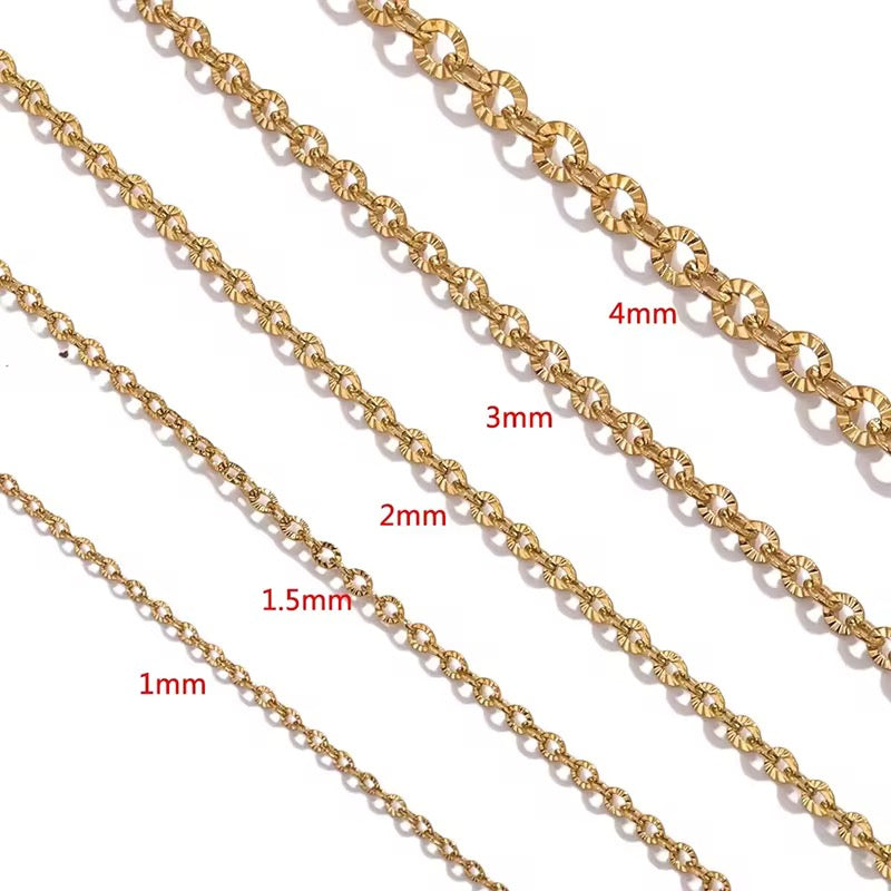 CN 384 Sunflower O shape Chain 18k Gold PVD plated 316 Stainless steel ( 1 feet ) Anti tarnish ( 2 mm )