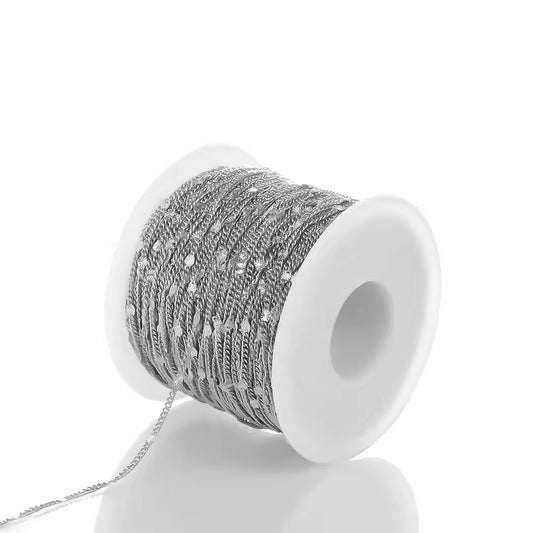 CN 386 Pinch Curb Chain Silver PVD plated 316 Stainless steel ( 1 feet ) Anti tarnish ( 2 mm )